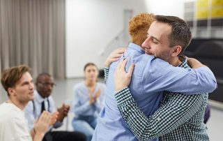 men at a drug addiction treatment program