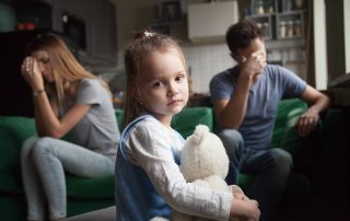 Child turning around because she doesn't understand addiction toll on families