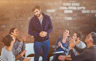 a man participates in his group therapy program