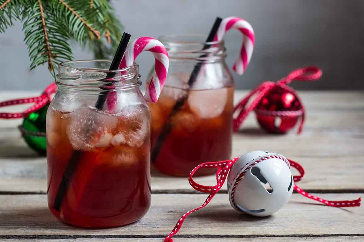holiday mocktails with candy canes