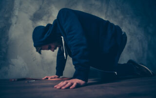 man suffering from Captagon over dose collapsed on floor