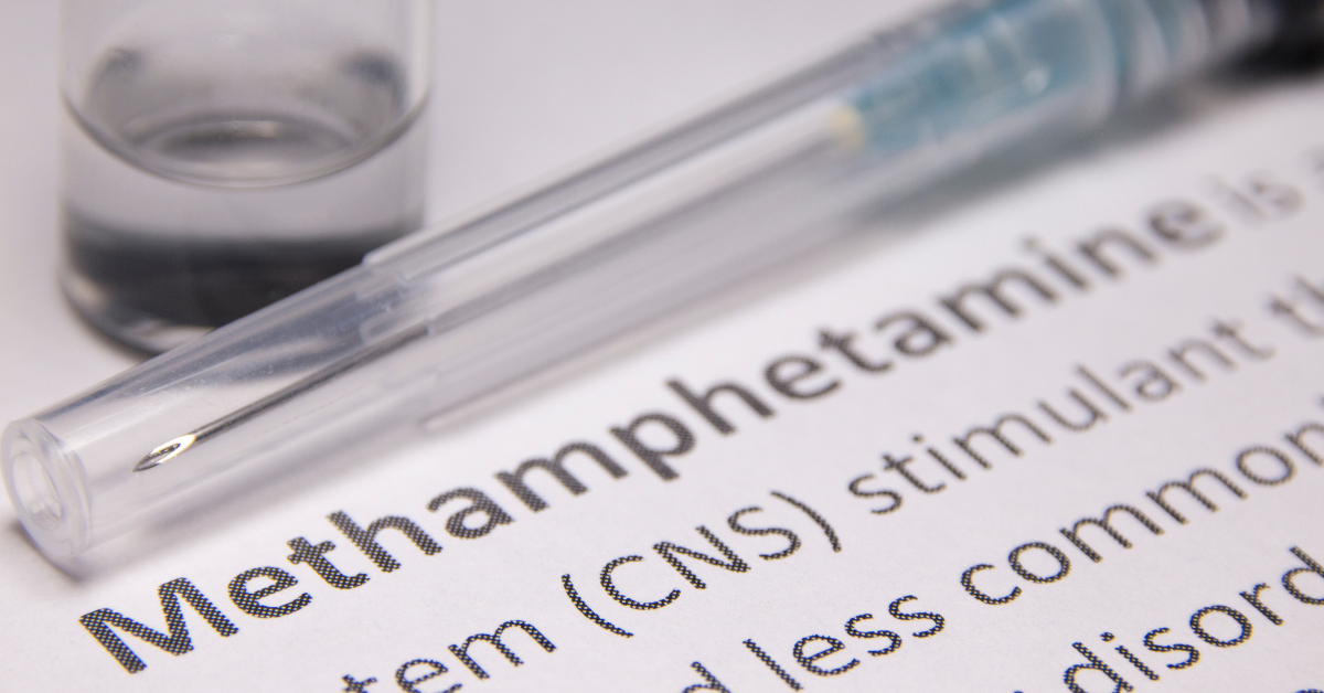 Syringe and text warning about the dangers of injecting methamphetamine
