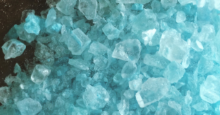 Closeup of blue crystals.